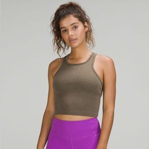 Lululemon Ebb to Street Cropped Racerback Tank Top Brownish Green Size 12